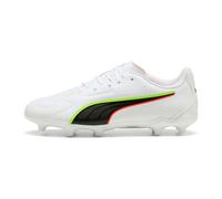 PUMA King 20 Play FG/AG JR Chaussures de Football, Blanc/Rouge et Jaune, Pointure 45, Puma Alerte Blanche, Rouge, Jaune, 34 EU