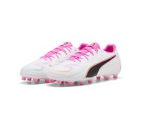 PUMA Chaussure de Football Unisexe King 20 Match FG/AG, Blanc-Rose Poison-Turquoise Vif, 46 EU, Puma White Poison Pink Bright Aqua, 47 EU