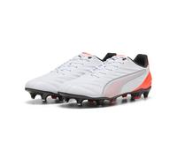 PUMA Chaussures de football King Pro MxSG pour adulte, Blanc argenté brillant rouge métallisé, 46 EU