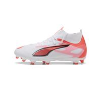 Puma Ultra 5 Match+ FG/AG, Chaussure de Football Unisexe, Puma White-Puma Black-Glowing Red,