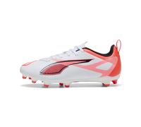 PUMA Chaussures de football ULTRA 5 PLAY FG/AG Enfant et Adolescent, Chaussures, Blanc/Noir/Glowing Rouge, 37.5 37.5