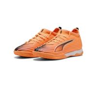 PUMA Chaussures de Football Ultra 6 Match It + Mid Jr Unisexes pour Enfant, Heat Fire PUMA Noir/Rouge Brillant, 4 UK