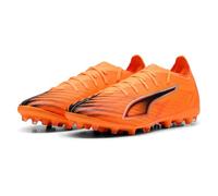 PUMA Mixte Ultra 6 Match MG Chaussure de Football, Heat Fire Noir/Rouge Brillant, 43 EU