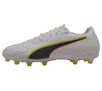 PUMA Chaussures de Football Unisexe King 20 Match FG/AG, Blanc/Rouge et Jaune Alerte, 40 EU, Puma Alerte Blanche, Rouge, Jaune, 40 EU