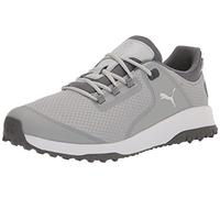 PUMA Chaussures de Golf Fusion Grip Extra Larges pour Homme, Gris Clair Plat/argenté Abat-Jour Silencieux, 45 EU