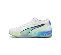 PUMA Chaussures de handball Eliminate NITRO™ SQD 4 ENERGY Unisexe, Chaussures, Blanc/Noir/Speed Vert, 43 43