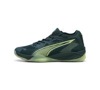 PUMA Chaussures de handball Eliminate NITRO™ SQD 4 Unisexe, Chaussures, Vert Terrain/Fizzy Light/Blanc, 41 41
