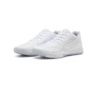 PUMA Chaussures d'intérieur Accelerate Turbo 4 Unisexes, Puma White PUMA Silver Ash Gray, 37 EU