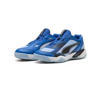 PUMA Chaussures d'intérieur Solarstrike 4 Unisexes, Mountain Blue PUMA Black Haute Tropic PUMA Blanc, 42 EU