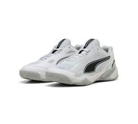 PUMA Chaussures d'intérieur Solarstrike 4 Unisexes, Puma White PUMA Black Silver Mist Platinum Gray, 45 EU