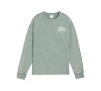 PUMA Class Comfort Washed Crew TR, Sweat à Capuche Fille, Green Moon, L