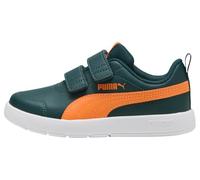 PUMA COURTFLEX V3 V PS Sneaker, Green Terrain-Orange GLO White, 32.5 EU