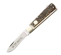 Puma Couteau de Chasse de Poche, 1.4110, Corne de cerf Plaquettes, maillechort, Plaque gravée