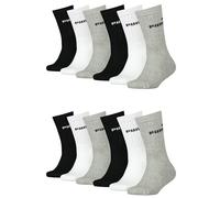 PUMA Crew Lot de 12 paires de chaussettes de tennis pour enfant Unisexe pour filles et garçons, noir, blanc, gris, 31-34