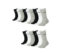 PUMA Crew Lot de 15 paires de chaussettes de tennis pour enfant Unisexe pour filles et garçons, noir, blanc, gris, 35-38