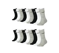 PUMA Crew Lot de 18 paires de chaussettes de tennis unisexes pour filles et garçons, noir, blanc, gris, 35-38