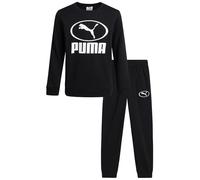 PUMA Ensemble 2 pièces de survêtement en polaire douce à col rond pour garçon et pantalon de jogging pour enfants (4-16), motif chat noir, 10-12