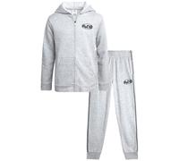 Puma Ensemble de survêtement 2 pièces en polaire avec fermeture éclair et pantalon de jogging athlétique pour garçons (tailles : 8 à 16), Gris clair chiné, 10-12