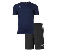 PUMA Ensemble d'entraînement Finisher pour homme - T-shirt fonctionnel respirant et short pour le fitness et les loisirs, noir/bleu marine, S