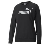 PUMA Ess+ Metallic Logo Crew FL T-Shirt, Noir/argenté métallisé, S Femme