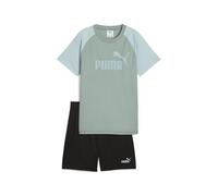 PUMA ESS No.1 Logo Poly Tee and Shorts Set B Green Moon
