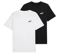 PUMA ESS Small No. 1 Lot de 2 t-shirts pour homme avec logo - Col rond - Manches courtes - Uni, Noir/blanc., L