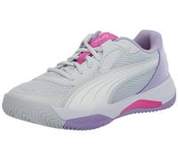 PUMA Femme Nova Court Pickleball Shoes Basket, Silver Mist White Vivid Violet, 40 EU