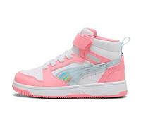 PUMA Fille Rebound V6 Mid Space Belle Sneakers 29, Sea Glass Pinkscape Blanc Bleu Rose