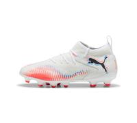 PUMA Future 8 Match FG/AG Jr Chaussures de Football Unisexes pour Enfant, Puma Blanc PUMA Noir Rouge Vif, 35 EU