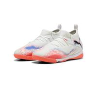PUMA Future 8 Match It + Mid Jr Chaussure de Football, Blanche, Noire, Rouge éclatante, 36.5 EU