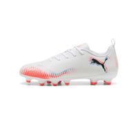 PUMA Unisex Kid's Future 8 Play FG/AG Jr Soccer Shoe, Puma White Puma Black Glowing Red, 5 UK