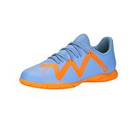 PUMA Future Play Indoor Training Sneaker, Blue Glimmer-White-Ultra Orange, 12 US Unisex Big Kid