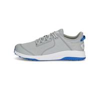 PUMA GOLF Fusion Grip Chaussures de golf extra larges pour homme, Gris clair plat - Puma argenté - Puma Team Royal, 47 EU