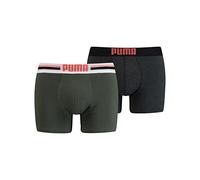 PUMA Homme Boxer-Logo Placé (2-Pack) Caleçon, Vert Armée, L (Lot de 2)