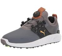 PUMA Homme Disque articulé Ignite Chaussure de Golf, Quiet Shade Team Gold Black, 44 EU