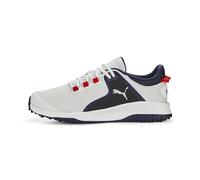 PUMA Homme Fusion Grip Chaussure de Golf, White Silver Navy, 42.5 EU