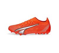 PUMA Homme Ultra Match MG Chaussure de Football, Ultra Orange Puma Blanc Bleu Glimmer, 47 EU