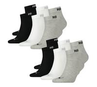 PUMA Hommes Femmes Unisexe Chaussettes de Quart Clyde 12er Lot Noir Blanc Gris