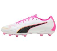 PUMA Chaussure de Football Unisexe King 20 Match FG/AG, Blanc-Rose Poison-Turquoise Vif, 46 EU, Puma White Poison Pink Bright Aqua, 47 EU