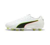 PUMA King 20 Match FG/AG, Chaussures de Football Unisexe-Adulte, Blanc Incandescent Rouge Jaune Alert, 40.5 EU, Puma Blanc Incandescent Rouge Jaune Alerte, 40.5 EU