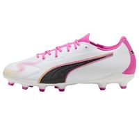 PUMA King 20 Match FG/AG JR Chaussures de Football, Blanc/Rose Poison/Turquoise Vif, Pointure 34, Puma White Poison Pink Bright Aqua, 34.5 EU