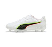 PUMA King 20 Play FG/AG JR Chaussures de Football, Blanc/Rouge et Jaune, Pointure 38, Puma Alerte Blanche, Rouge, Jaune, 5 UK