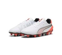 PUMA King Match FG/AG JR Soccer Shoe, White-Glowing Red Black Silver, 39 EU