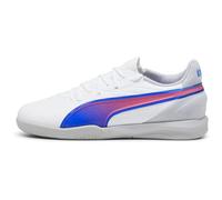PUMA King Match IT Jr Soccer Shoe, White-Bluemazing-Flat Light Gray, 38 EU