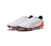 PUMA King Pro FG/AG, Soccer Shoe Unisex, PUMA White-PUMA Silver-Glowing Red, 44