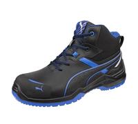 PUMA Krypton HIGH S3S ESD Chaussures de sécurité unisexes avec embout antidérapant, Extra large, noir, bleu, 41 EU Large
