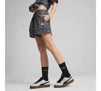 PUMA LEO LUXE A-Line All-Over Print 3" Woven Shorts Women, Vêtements, Noir, XS XS