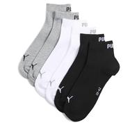 Puma Chaussettes Quarter Unisexe – Pack 3 paires Blanc/Noir/Gris Taille 39/42