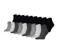 Puma Lot De 18 Chaussettes Quart Unisex, Logo, Noir/Gris/Blanc