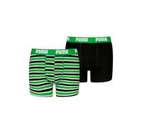 PUMA Lot de 2 Boxers à Rayures pour garçon, Vert/Noir, 134-140